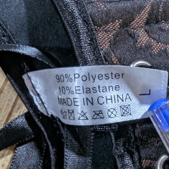 Black Lace Goth Corset Top L Dark Academia Coquette Alt Bustier Sheer Floral Bon - Picture 6 of 6